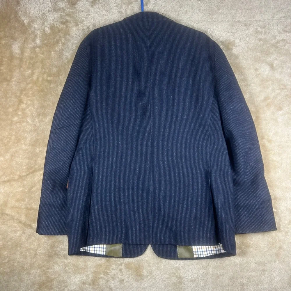 Kroon Men Navy Pinstripe LambsWool Cashmere Ritchie Sport Coat Blazer Jacket 42R